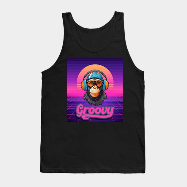 Groovy Monkey | Retro | Vintage | Party Tank Top by WyldbyDesign